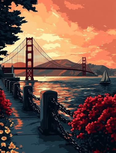 Malen Nach Zahlen Erwachsene, Malen Nach Zahlen Golden Gate Bridge Paint by Numbers Landschaft Painting by Numbers DIY Set Erwachsene mit Pinsel und Acrylfarben Set, Deko Wohnzimmer 60x80cm -zjn2507KM Malen Nach Zahlen Erwachsene, Malen Nach Zahlen Golden Gate Bridge Paint by Numbers Landschaft Painting by Numbers DIY Set Erwachsene mit Pinsel und Acrylfarben Set, Deko Wohnzimmer 60x80cm -zjn2507KM von ZJNBBDOU