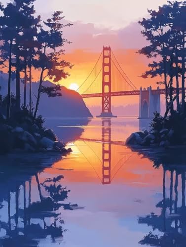 Malen Nach Zahlen Erwachsene, Malen Nach Zahlen Golden Gate Bridge Paint by Numbers Sonnenuntergang Painting by Numbers Set Erwachsene mit Pinsel und Acrylfarben, Deko Wohnzimmer 60 x 80 cm -jn078R Malen Nach Zahlen Erwachsene, Malen Nach Zahlen Golden Gate Bridge Paint by Numbers Sonnenuntergang Painting by Numbers Set Erwachsene mit Pinsel und Acrylfarben, Deko Wohnzimmer 60 x 80 cm -jn078R von ZJNBBDOU