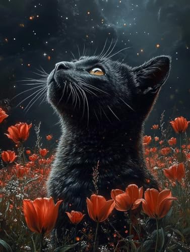 Malen Nach Zahlen Erwachsene, Malen Nach Zahlen Katze Paint by Numbers Blumen Painting by Numbers DIY Set Erwachsene mit 3 Pinsel und Acrylfarben Set für Deko Wohnzimmer (80x120cm) -zjn2507AG1I5 von ZJNBBDOU