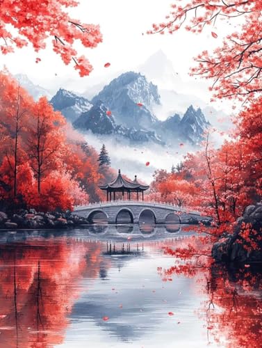Malen Nach Zahlen Erwachsene, Malen Nach Zahlen Landschaft Paint by Numbers Berg Painting by Numbers DIY Set Erwachsene mit 3 Pinsel und Acrylfarben Set für Deko Wohnzimmer (60x80cm) -zjn2507C5 von ZJNBBDOU