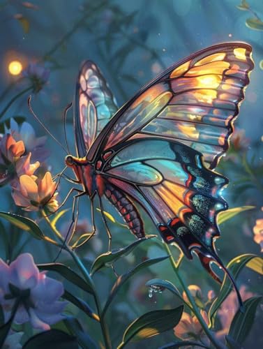 Malen Nach Zahlen Erwachsene, Malen Nach Zahlen Schmetterling Paint by Numbers Blumen Painting by Numbers DIY Set Erwachsene mit 3 Pinsel und Acrylfarben Set für Deko Wohnzimmer (40x60cm) -zjn2507V8 von ZJNBBDOU