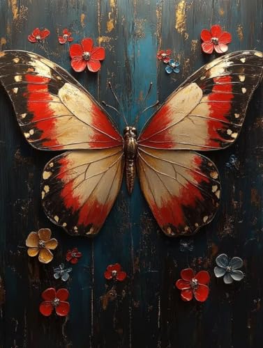 Malen Nach Zahlen Erwachsene, Malen Nach Zahlen Schmetterling Paint by Numbers Blumen Painting by Numbers DIY Set Erwachsene mit 3 Pinsel und Acrylfarben Set für Deko Wohnzimmer 40x60cm -zjn2507HZ von ZJNBBDOU