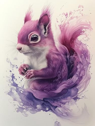 Malen Nach Zahlen Erwachsene, Malen Nach Zahlen Tiere Paint by Numbers Eichhörnchen Painting by Numbers DIY Set Erwachsene mit 3 Pinsel und Acrylfarben Set für Deko Wohnzimmer 70 x 95 cm -zjn250736 von ZJNBBDOU