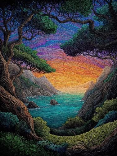 Malen Nach Zahlen Erwachsene, Malen Nach Zahlen Wald Paint by Numbers Ozean Painting by Numbers DIY Set Erwachsene mit 3 Pinsel und Acrylfarben Set für Deko Wohnzimmer, Geschenke (80x120cm) -zjn25075P von ZJNBBDOU