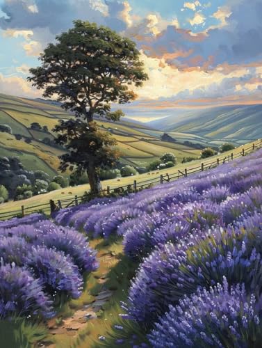 Malen Nach Zahlen Erwachsene, Malen Nach Zahlen Wiese Paint by Numbers Landschaft Painting by Numbers DIY Set Erwachsene mit 3 Pinsel und Acrylfarben Set für Deko Wohnzimmer 60 x 80 cm -zjn25075G von ZJNBBDOU