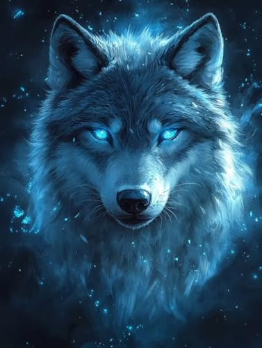 Malen Nach Zahlen Erwachsene, Malen Nach Zahlen Wolf Paint by Numbers Tiere Painting by Numbers DIY Set Erwachsene mit 3 Pinsel und Acrylfarben Set für Deko Wohnzimmer, Geschenke (60x80cm) -zjn2507B9 von ZJNBBDOU