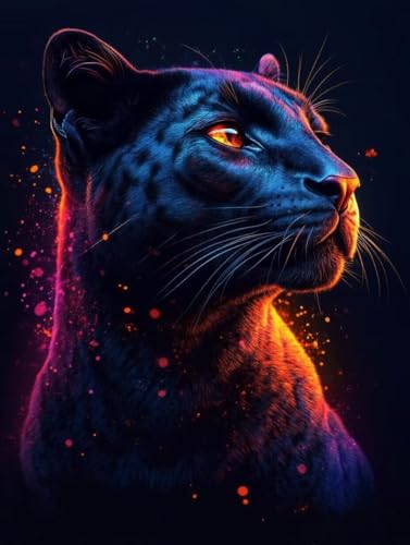 Malen Nach Zahlen Leopard Malen Nach Zahlen Erwachsene, Paint by Numbers Tiere Paint by Numbers Adult mit 3 Pinsel und Acrylfarben für Zimmer Deko, Geschenke für Frauen 80 x 120 cm -zjn25076XJ06 von ZJNBBDOU