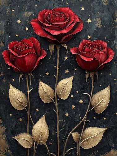 Malen Nach Zahlen Rose Malen Nach Zahlen Erwachsene, Paint by Numbers Blumen Paint by Numbers Adult mit 3 Pinsel und Acrylfarben für Zimmer Deko Wohnzimmer, Geschenke für Frauen (70x95cm) -zjn2507H0 von ZJNBBDOU