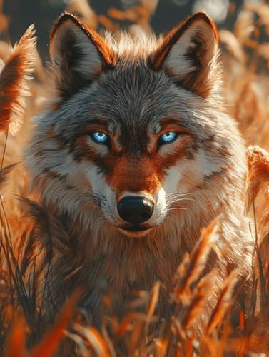 Malen Nach Zahlen Wolf Malen Nach Zahlen Erwachsene, Paint by Numbers Tiere Paint by Numbers Adult mit 3 Pinsel und Acrylfarben für Zimmer Deko Wohnzimmer, Geschenke für Frauen (80x120cm) -zjn2507E0 von ZJNBBDOU