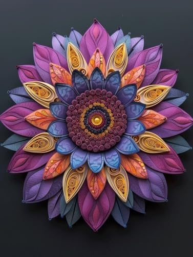 Mandala Diamond Painting Erwachsene, 5D Diamant Painting Bilder Blume Muster Design, Eckige Steine Diamond Art Kinder DIY Strass Stickerei Bastelset für Wanddeko Schlafzimmer, (60x80 cm) -zjn2506PX von ZJNBBDOU