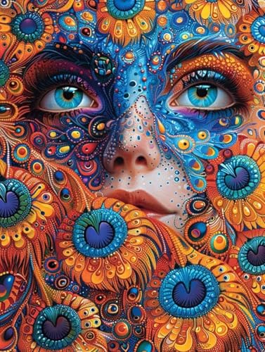 Pfau Diamond Painting Erwachsene, 5D Diamant Painting Bilder Traum Muster Design, Eckige Steine Diamond Art Kinder DIY Strass Stickerei Bastelset für Wanddeko Schlafzimmer, (70x95 cm) -zjn2506A8 von ZJNBBDOU