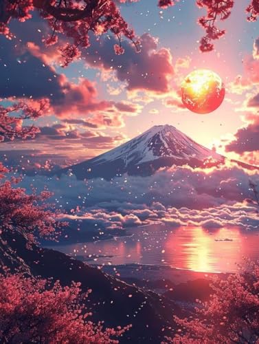 Vulkan Fuji Diamond Painting Erwachsene, 5D Diamant Painting Bilder Landschaft Muster Design, Eckige Steine Diamond Art Kinder DIY Strass Stickerei Bastelset für Zimmer Deko, 60 x 80cm -zjn2506RH Vulkan Fuji Diamond Painting Erwachsene, 5D Diamant Painting Bilder Landschaft Muster Design, Eckige Steine Diamond Art Kinder DIY Strass Stickerei Bastelset für Zimmer Deko, 60 x 80cm -zjn2506RH von ZJNBBDOU