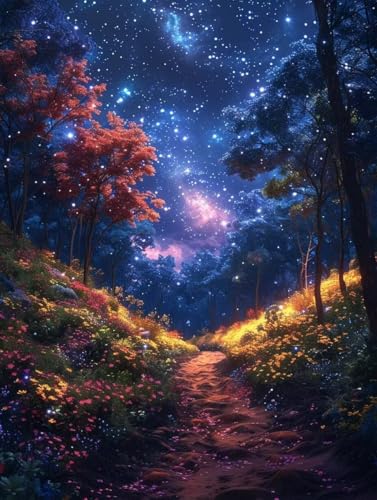Wald Diamond Painting Erwachsene, 5D Diamant Painting Bilder Landschaft Muster Design, Eckige Steine Diamond Art Kinder DIY Strass Stickerei Bastelset für Wanddeko Schlafzimmer, (40x55 cm) -zjn250667 von ZJNBBDOU