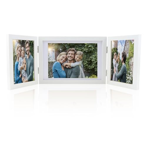 ZJRung Dreifach Bilderrahmen Holz Bilderrahmen zum Aufstellen Faltbar 13 x 18cm und 10 x 15cm Weißer Fotorahmen Collage für Hochzeit Familie Foto Wand Schreibtisch Dekoration ZJRung Dreifach Bilderrahmen Holz Bilderrahmen zum Aufstellen Faltbar 13 x 18cm und 10 x 15cm Weißer Fotorahmen Collage für Hochzeit Familie Foto Wand Schreibtisch Dekoration von ZJRung