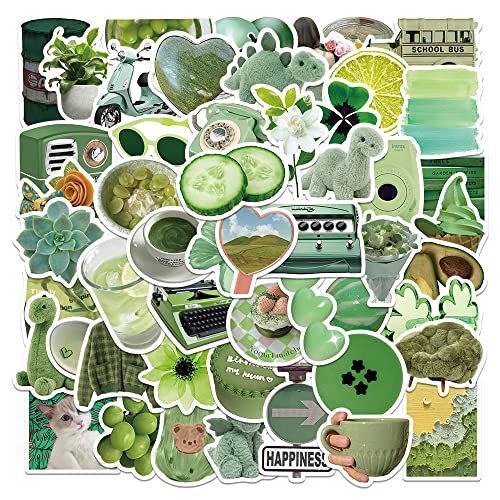 Aufkleber Ästhetische wasserdichte Laptop-Aufkleber Aufkleber für Wasserflasche Vintage Scrapbook Aufkleber für Tagebücher Zubehör Tagebuch Planer (Grüne Stimmung) von ZJSXINDI