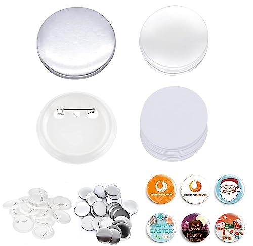 100er Set Buttonrohlinge, DIY Button Pins, Buttons Selber Machen, Button-Set mit Pin für Kleidung, Taschen,Rucksäcke Dekorationen (75mm / 2.95inch) von ZJT