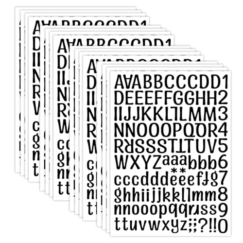 16 Blatt Buchstaben Aufkleber, 2016 Stück Sticker Buchstaben Selbstklebende Zahl Vinyl Aufkleber,für Briefkasten Zahlen Etiketten DIY Kunst Making, Aufkleber für Zeichen,Notizbuch(Schwarz) von ZJWZSLI