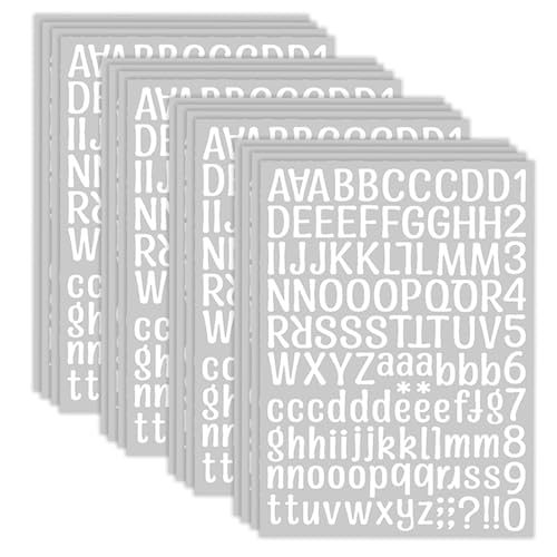 16 Blatt Buchstaben Aufkleber, 2016 Stück Sticker Buchstaben Selbstklebende Zahl Vinyl Aufkleber,für Briefkasten Zahlen Etiketten DIY Kunst Making, Aufkleber für Zeichen,Notizbuch(Weiß) von ZJWZSLI