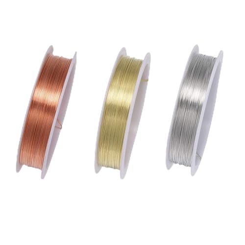 8ft Kupferhandwerksdraht, 3 Farben Schmuck Perlendraht 0,8 Mm Starker Anmurmeln mit Stilvollem Design für Armbandherstellung, Wohnkultur und Mehr (0,8 mm) von ZJchao