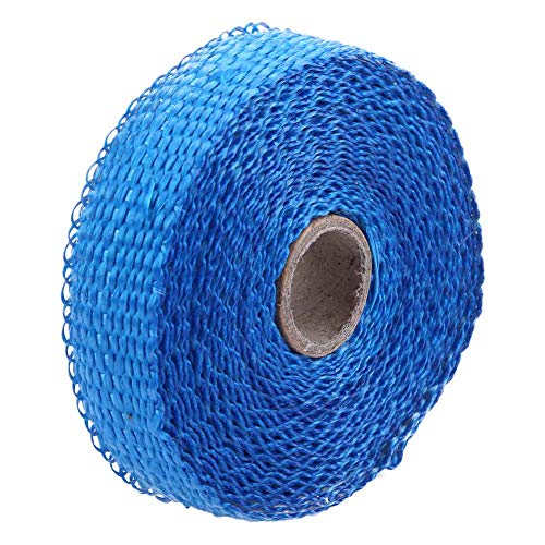 Abgasisolierung, Abgabemedempack mit 4 Edelstahlkabel 5m Autoisolationsband Auspuff Wärme Wärme Wärme Klebeband (BLUE) von ZJchao