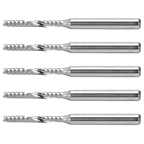 CNC -Router -Bits, Carbid Router Bits Fräsenschneider 5pcs Schnitzspiralrouter Wolfram Stahlfräsen Zubehör mit 3,175 X 2 X 17 Mm für die Gravur der Stempelschleife von ZJchao