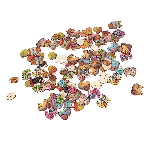Craft S, Hölzerner Holz Retro Tierstil Sortierte Farben Leichte Holzs Craft S 1,2 Zoll Langes Stabiles Tier S für das Nähen Dekoration (Tiere-Stil, 100 Stück) von ZJchao