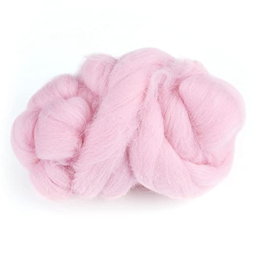 Filzwolle, Wolle Roving Schurwolle Garn Roving Märchenwolle Superweiche Hand Spinnen DIY Handwerk Materialien, umweltfreundliche Wolle Roving Needle Filzwolle (Rosa) von ZJchao