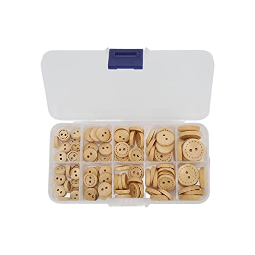 Holzknöpfe, Knöpfe für Basteln Holzknöpfe für Handwerk 100pcs Einzigartige Design Natürlicher Haltbarer, Robuster Sicherer Bequemer Runder Holzknopf (Originalholzfarbe) von ZJchao