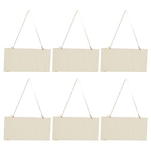 Leere Holzschilder, Holzplaques für Handwerk 6pcs Hängende Holzschild Rechteck Leere Hängende Dekorative Holzbanner mit Seilen Unvollendetes Holz für Pyrographiemalerei von ZJchao