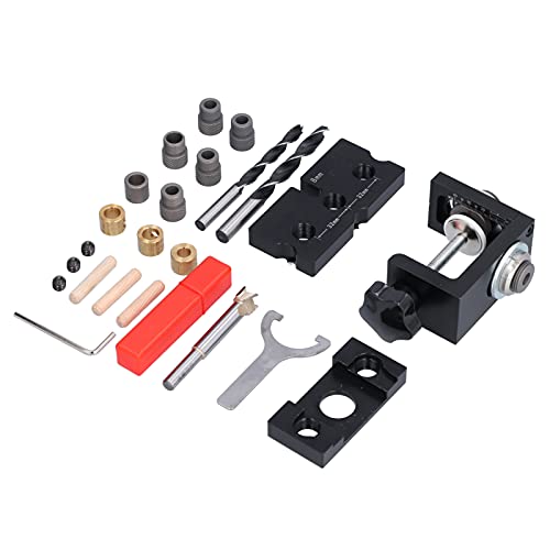 Lochbohranleitung Jig, 3 in 1 Verstellbare Holzbearbeitung Dowelling Bohrlocator Set Kit mit 3 Bohrbits Taschenloch -Jig -Bohranleitung für Holzbearbeitungsbohrpositionierungen von ZJchao