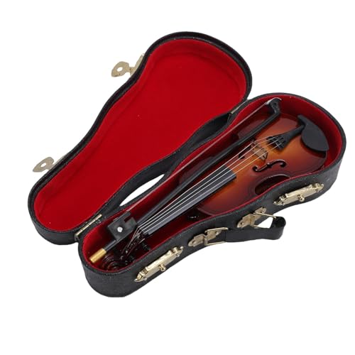Miniatur Basswood Violin Figur mit Stand- und Geschenkbox für Home Music Room Office Dekor von ZJchao