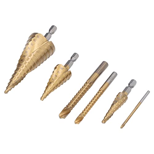 Mittelbohrbit Set, Titaniumbohrbit Set 6pcs/ Spiral Gerillertes Stiefmaschinenbohrer Bit Hex Shank Stufen -Bohrer HSS Titan Saw Bits Automatic Center Punch for Metal for Wood Mittelbohrbit Set, Titaniumbohrbit Set 6pcs/ Spiral Gerillertes Stiefmaschinenbohrer Bit Hex Shank Stufen -Bohrer HSS Titan Saw Bits Automatic Center Punch for Metal for Wood von ZJchao