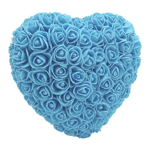 Schaum Künstliche Rosen, für Schlafzimmer, Hochzeit, Handgefertigte Romantische Dekorative Herzform Künstliche Rosen mit Saitenlicht (Blau (0,6 mm Dicke)) von ZJchao