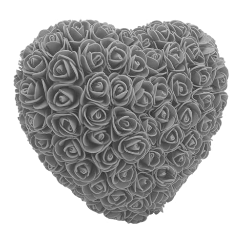 Schaum Künstliche Rosen, für Schlafzimmer, Hochzeit, Handgefertigte Romantische Dekorative Herzform Künstliche Rosen mit Saitenlicht (GREY) von ZJchao