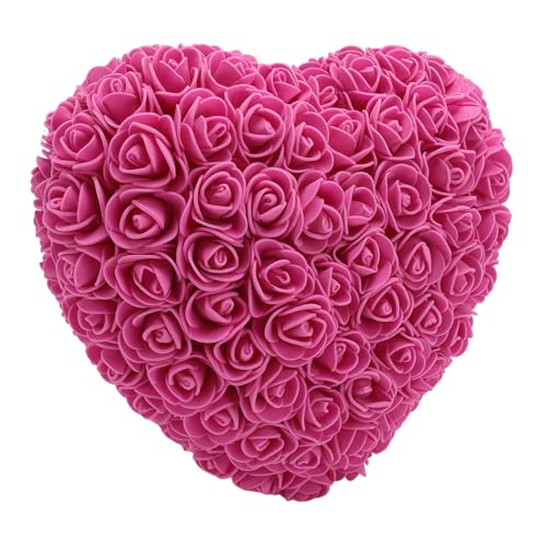 Schaum Künstliche Rosen, für Schlafzimmer, Hochzeit, Handgefertigte Romantische Dekorative Herzform Künstliche Rosen mit Saitenlicht (Rosenrot) von ZJchao