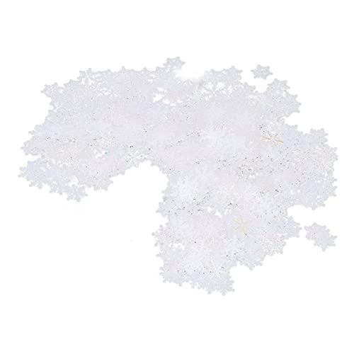Schneeflocken-Weihnachtskonfetti, Lebendige Farben, Winter-Feiertagsdekoration, 1000 Stück, Wiederverwendbarer Kunststoff (WHITE) von ZJchao