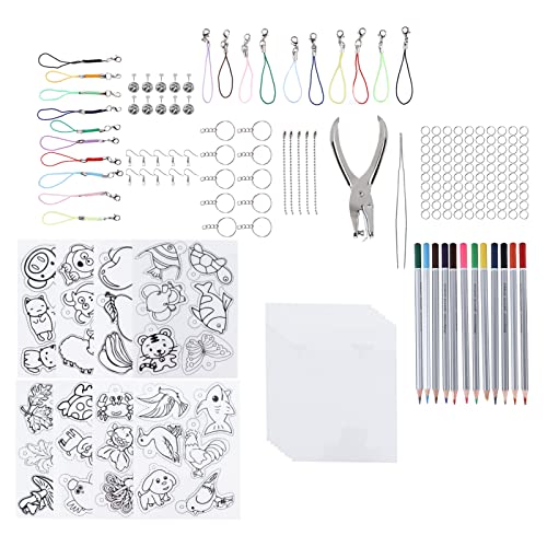 Schrumpfblech Set, Schrumpfblech Set Komplettes Schrumpfen Plastikblatt Kit Schrumpfplastikblattkit mit Farbigen Stiften für Schlüsselketten Schmuckspielzeug Zum Herstellen von Schlüsselketten Schrumpfblech Set, Schrumpfblech Set Komplettes Schrumpfen Plastikblatt Kit Schrumpfplastikblattkit mit Farbigen Stiften für Schlüsselketten Schmuckspielzeug Zum Herstellen von Schlüsselketten von ZJchao