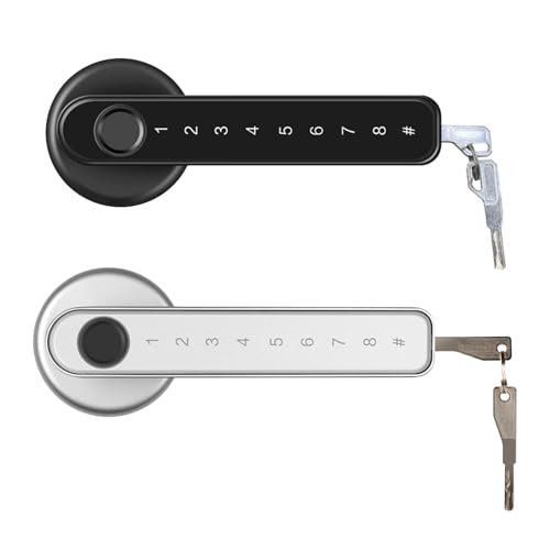 Smart Fingerabdruck Keyless Eingangstürhebelschloss, 4 Öffnungsmodi, Einfach Installieren, Langlebig, Moderner Stil, Fingerabdrucktürgriff, mit 50 Gruppen Fingerabdruckkapazität, (BLACK) von ZJchao