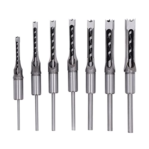 Square Bohrer Bit, 7 Stcs Holzbearbeitung Quadratbohrer Bit Bit Mortise Bohrbit Drill Drücken Sie Bits 1/4in 5/16in 3/8in 2/5in 1/2in 9/16in 5/8in HSS Mortising Meißel Drill von ZJchao