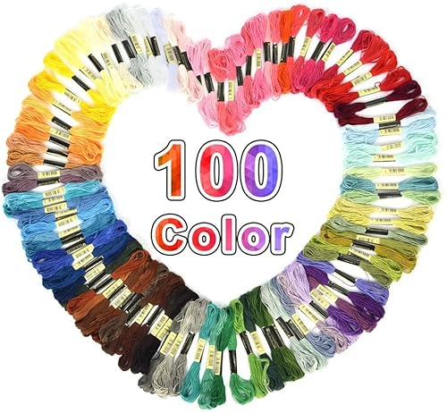 Stickgarn-Set aus Baumwolle, 100 Farben, DMC-Garn aus Baumwolle, 8 m, 6 Zweige, Stickgarn, Set für Kreuzstich von ZJchao