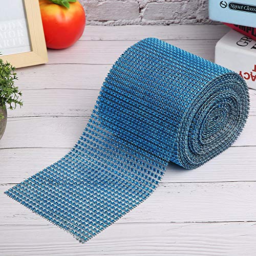 Strassbänder, Strasssteine ​​für das Handwerk 9m 24 Zeilen Elektroplierend Kunststoff Künstlicher Strassbänder Mesh Bling Wrap Ribbon Mesh Ribbon für Kuchen, Vase -, Partyzubehör (BLUE) von ZJchao