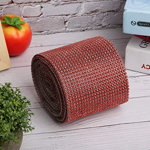 Strassbänder, Strasssteine ​​für das Handwerk 9m 24 Zeilen Elektroplierend Kunststoff Künstlicher Strassbänder Mesh Bling Wrap Ribbon Mesh Ribbon für Kuchen, Vase -, Partyzubehör (Rot) von ZJchao