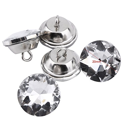 Strassknöpfe, 50 Stück, Kristall-Diamanten-, Runde Polster-Diamantknöpfe mit Metallschlaufe, für Kleidung, Basteln, Kopfteil, Sofa (20MM) von ZJchao