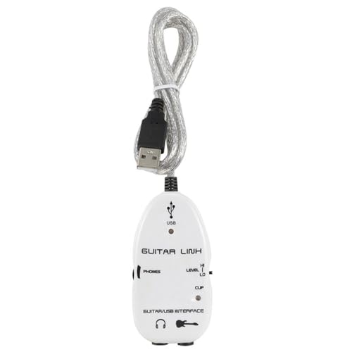 USB -Audio -Schnittstelle, Gitarrenschnittstelle Gitarre Zum USB Schnittstellen Link Kabel Kabeladapter mit Audio Connector Recorder Guitar Interface für PC Computer (WHITE) von ZJchao