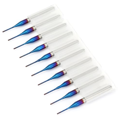 ZJchao 10 Packendmühlenfräsenschneider Kegel Mühlenschneider CNC Router Bits Wolfram Carbid Blue End Mill für die PCB -Gravurmaschine (0,8 mm) von ZJchao