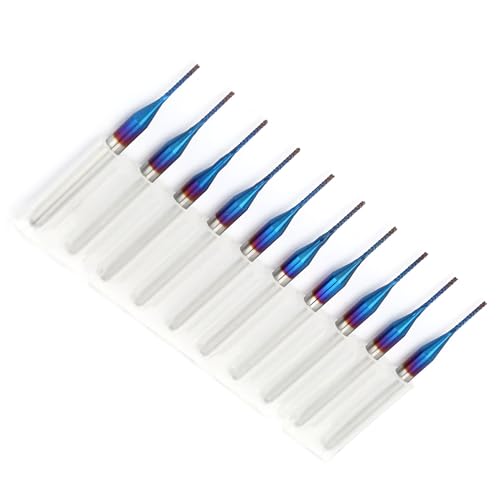 ZJchao 10 Packendmühlenmühlenschneider Wolfram Carbid Blue CNC Router Bits Cone Mahlen Cutter End Mill für die PCB -Gravurmaschine (0,8 mm) von ZJchao