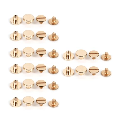 ZJchao 10Sets Messingstollen Messingknopf Stollen Solid Messingschrauben für Ledernietgürtel DIY 5 Mm 6,5 Mm 8 Mm Gold mit 3 Größen (6.5MM) von ZJchao