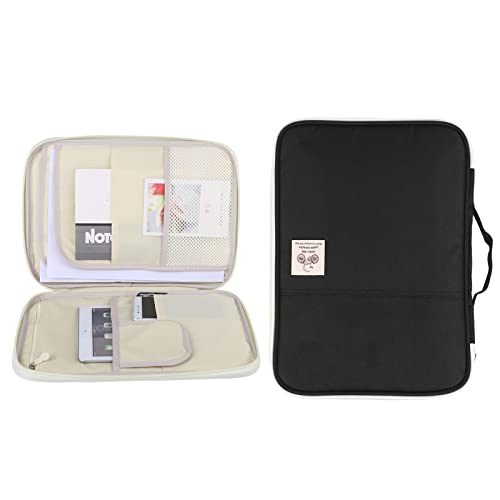 ZJchao A4 Dokumentbagdatei Ordner Organizer, Reißverschluss Portfolio -Hülle mit Multi -Taschenbuch für Notebook -Mobiltelefongeschäftsreisen (BLACK) von ZJchao