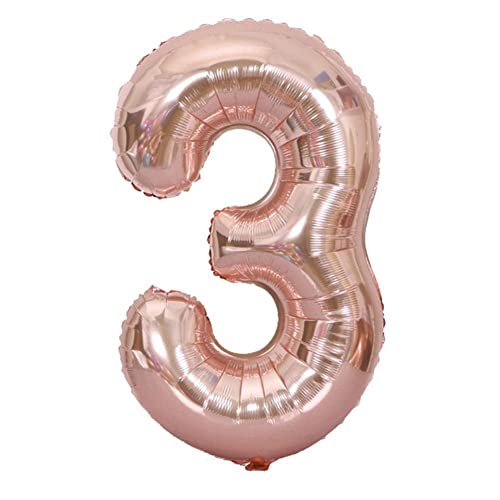 ZJchao Alles Gute Zum Geburtstag Banner, Foliennummer 0-9 Ballon Nummer Balloons Champagner-Ballon mit Helium, Dies Wird Wunderschön Schweben und Ihre Feier für Kreative (Nummer 3) von ZJchao