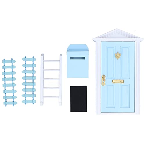 ZJchao Dollhouse -Tür, Mini -Tür Winzige Hölzerne Zahnfefee Mini Holztür Set Exquisit (BLUE) von ZJchao
